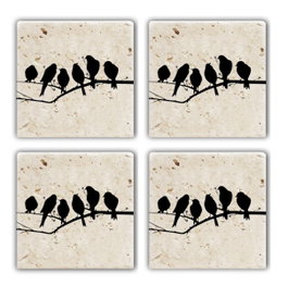 Hermia Conjunto de 4 Posavasos de Piedra Natural Multicolor